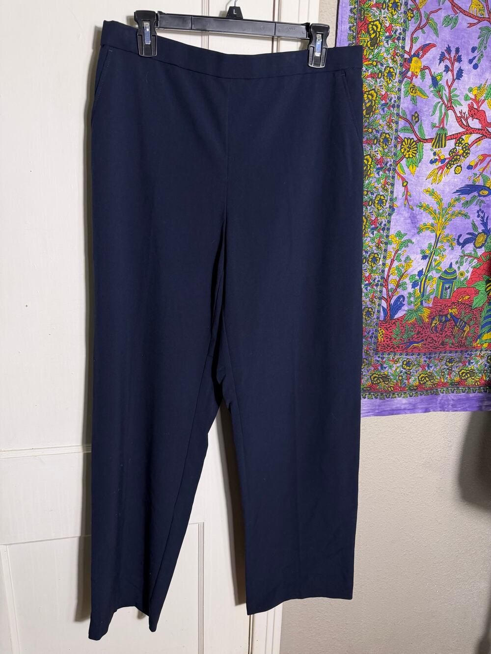 Briggs Womens Size 16 Navy Blue Pull On Pants Straight Leg Elastic Waist